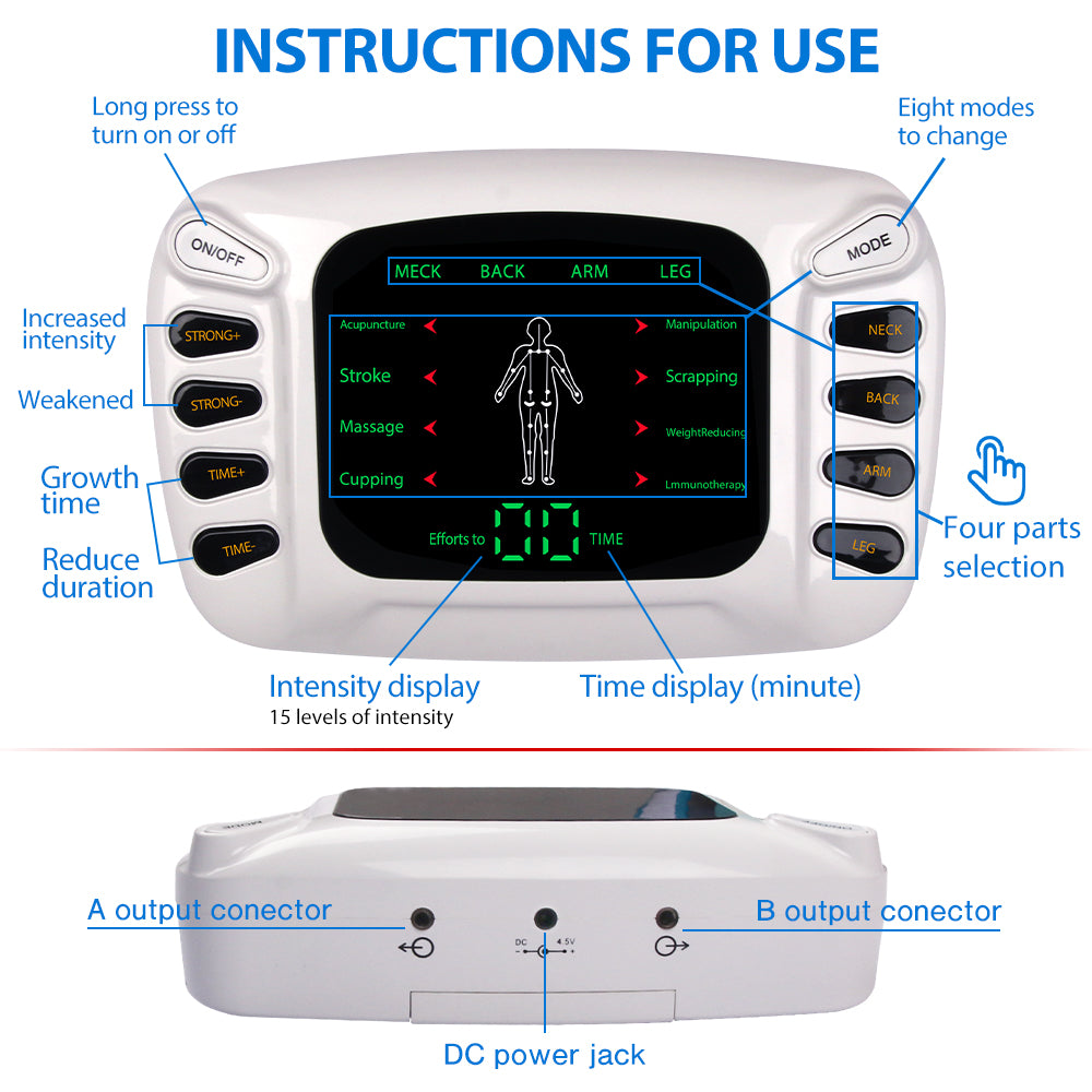 Foot Electric Pulse Physiotherapy Massager Tens EMS Muscle Stimulator Acupuncture Therapy Body Massage Slimming Health Care Machine